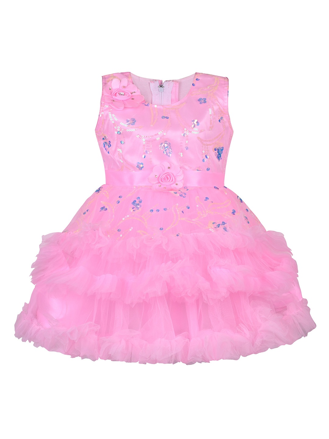 

Wish Karo Girls Print Net Fit & Flare Dress, Pink