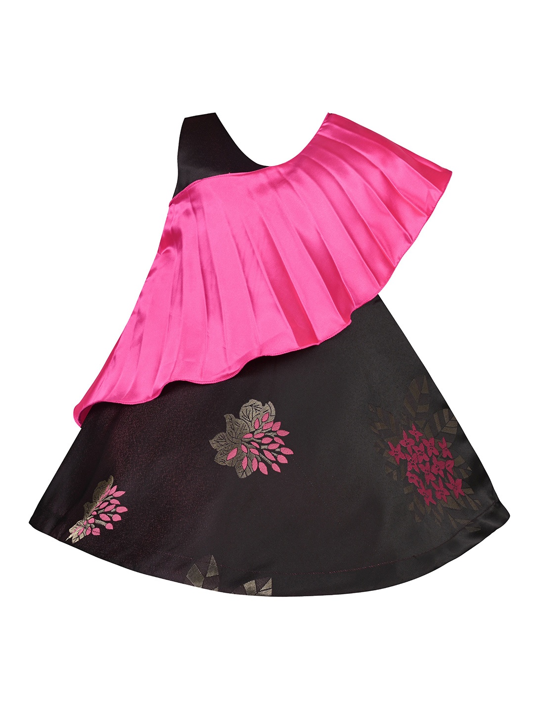 

Wish Karo Girls Floral Printed Satin A-Line Dress, Pink