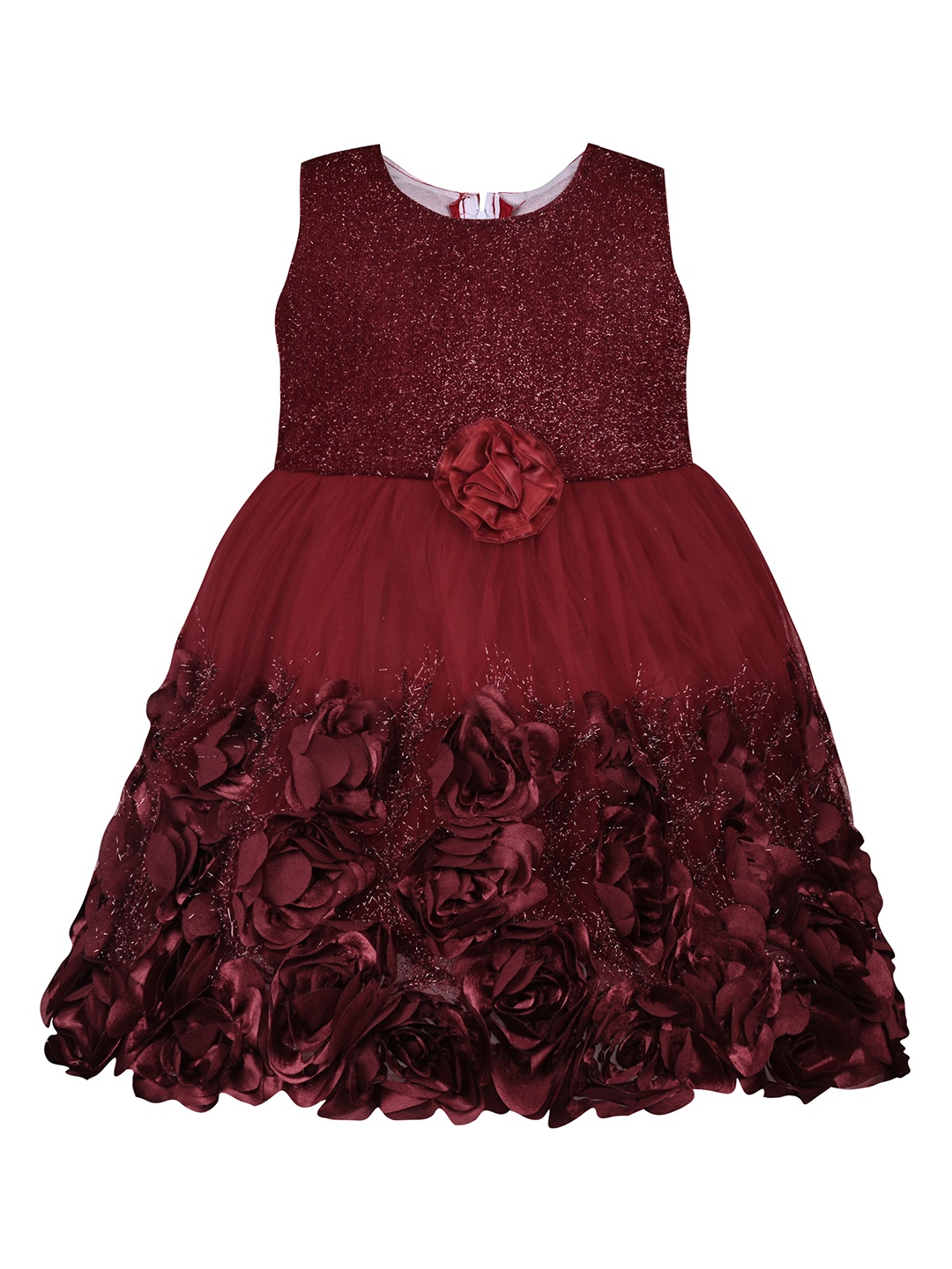 

Wish Karo Girls Net Fit & Flare Dress, Maroon