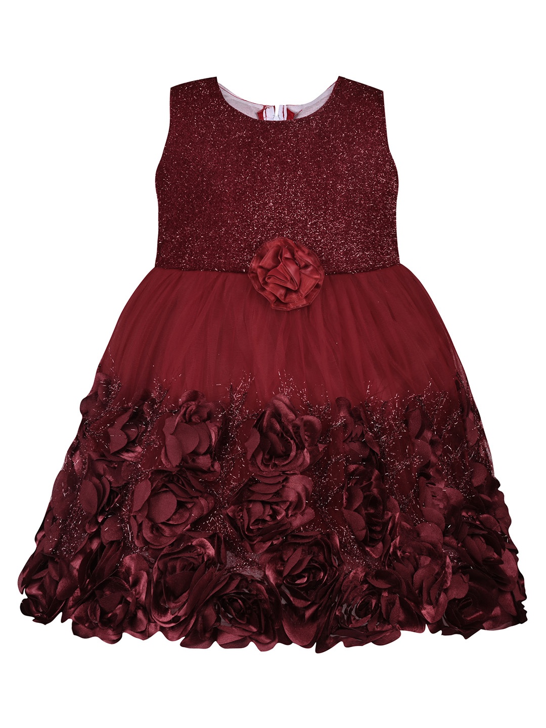 

Wish Karo Girls Sequined Embellished Net Fit & Flare Dress, Maroon