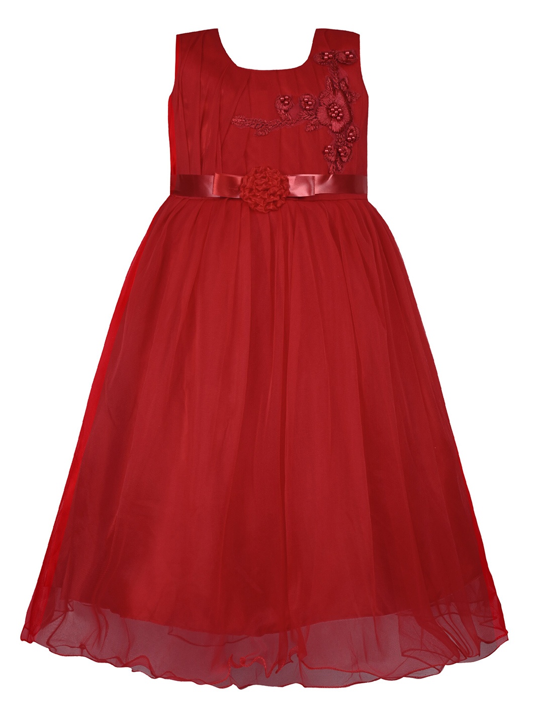 

Wish Karo Girls Net Embellished Maxi Dress, Red