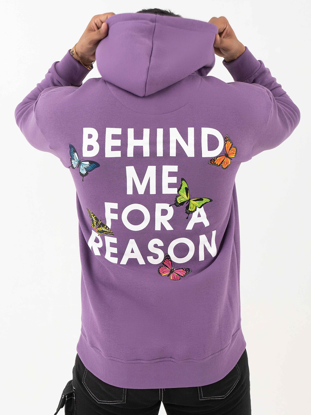 

Skewdeck Printed Cotton Hooded Sweatshirt, Purple