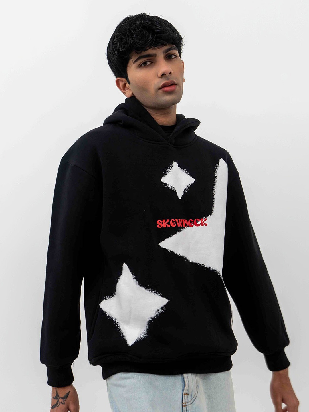 

Skewdeck Cotton private limited Hooded Sweatshirt, Black