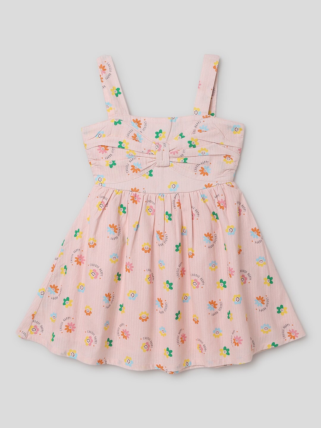 

Somersault Girls Floral Print Fit & Flare Cotton Bow Dress, Pink