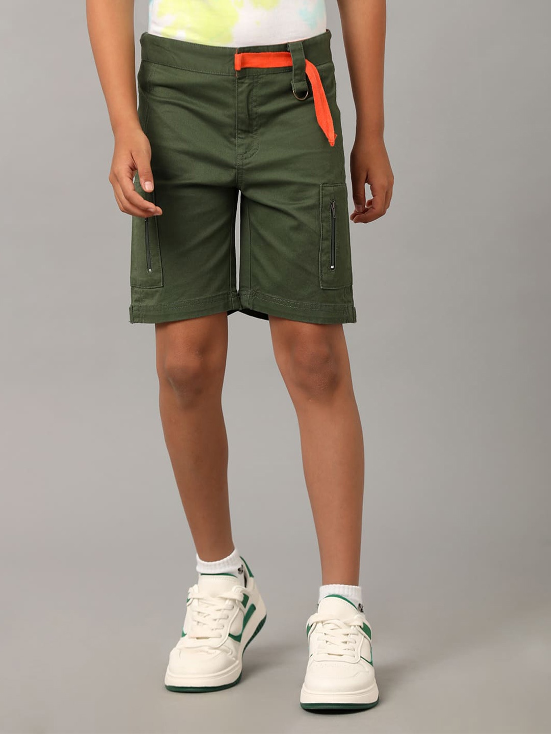 

UNDER FOURTEEN ONLY Boys Mid-Rise Cotton Shorts, Olive