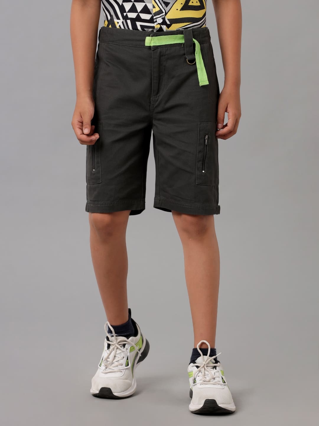 

UNDER FOURTEEN ONLY Boys Mid-Rise Cotton Shorts, Grey