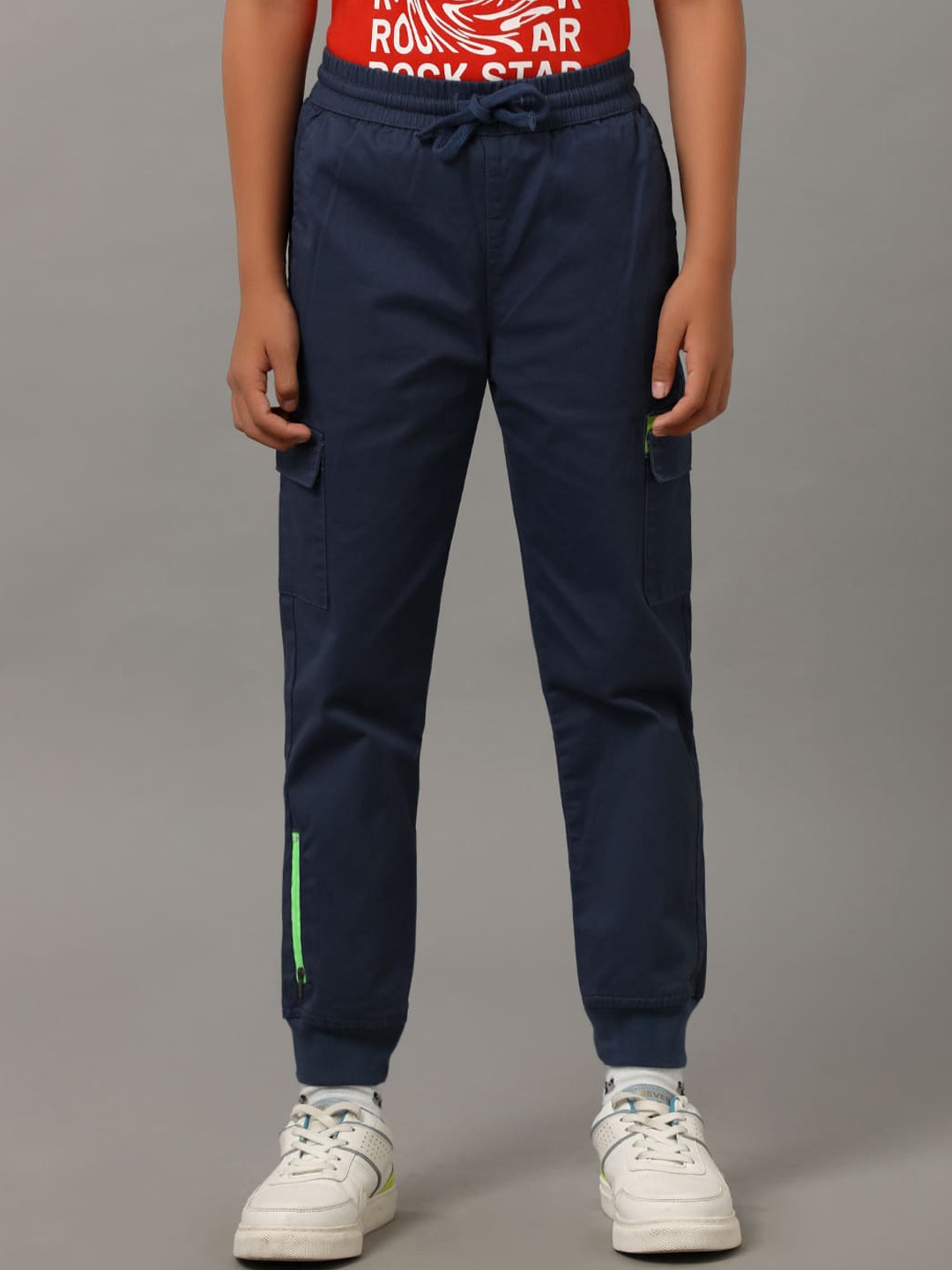

UNDER FOURTEEN ONLY Boys Cotton Joggers Trousers, Blue