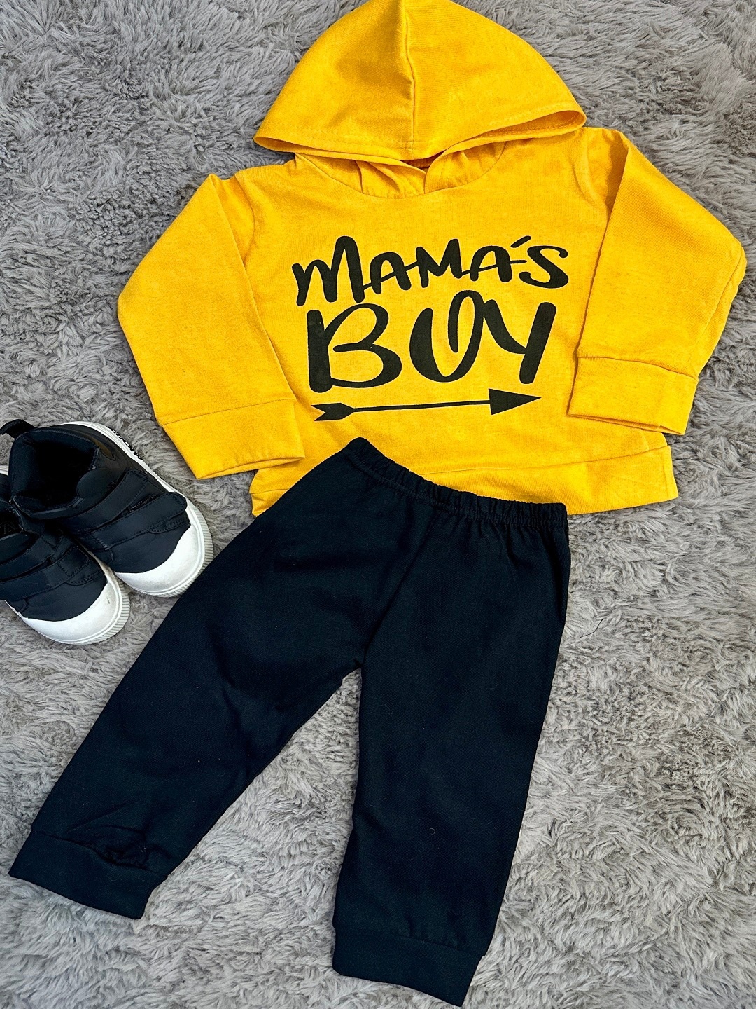 

BAESD Boys Printed Hooded Pure Cotton Sweatshirt with Trouser, Yellow