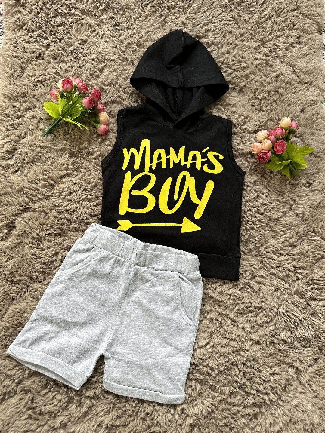 

BAESD Boys Printed Pure Cotton T-shirt With Shorts, Black