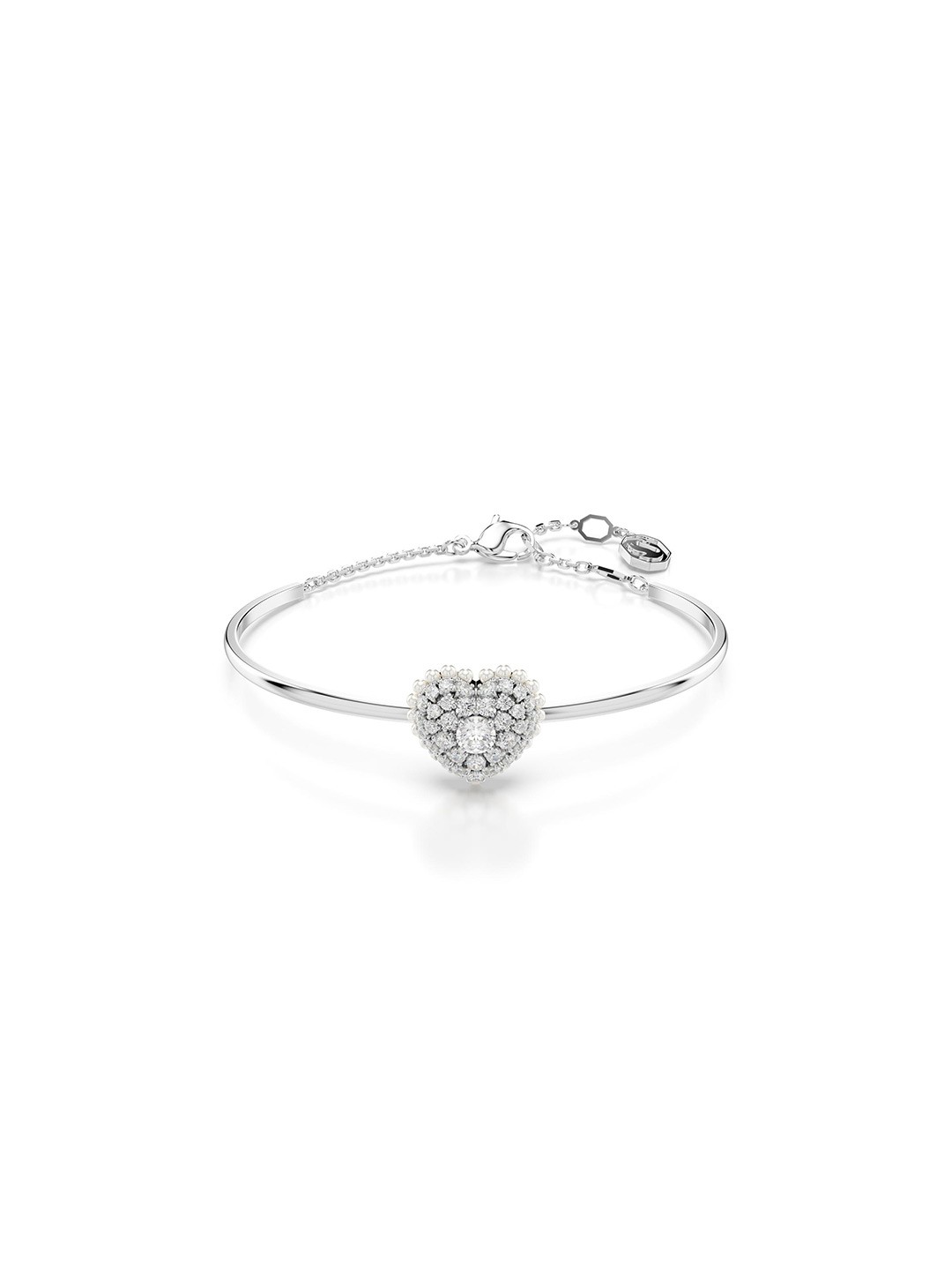 

Swarovski Rhodium Plated Idyllia Heart Shaped Bangle, Silver