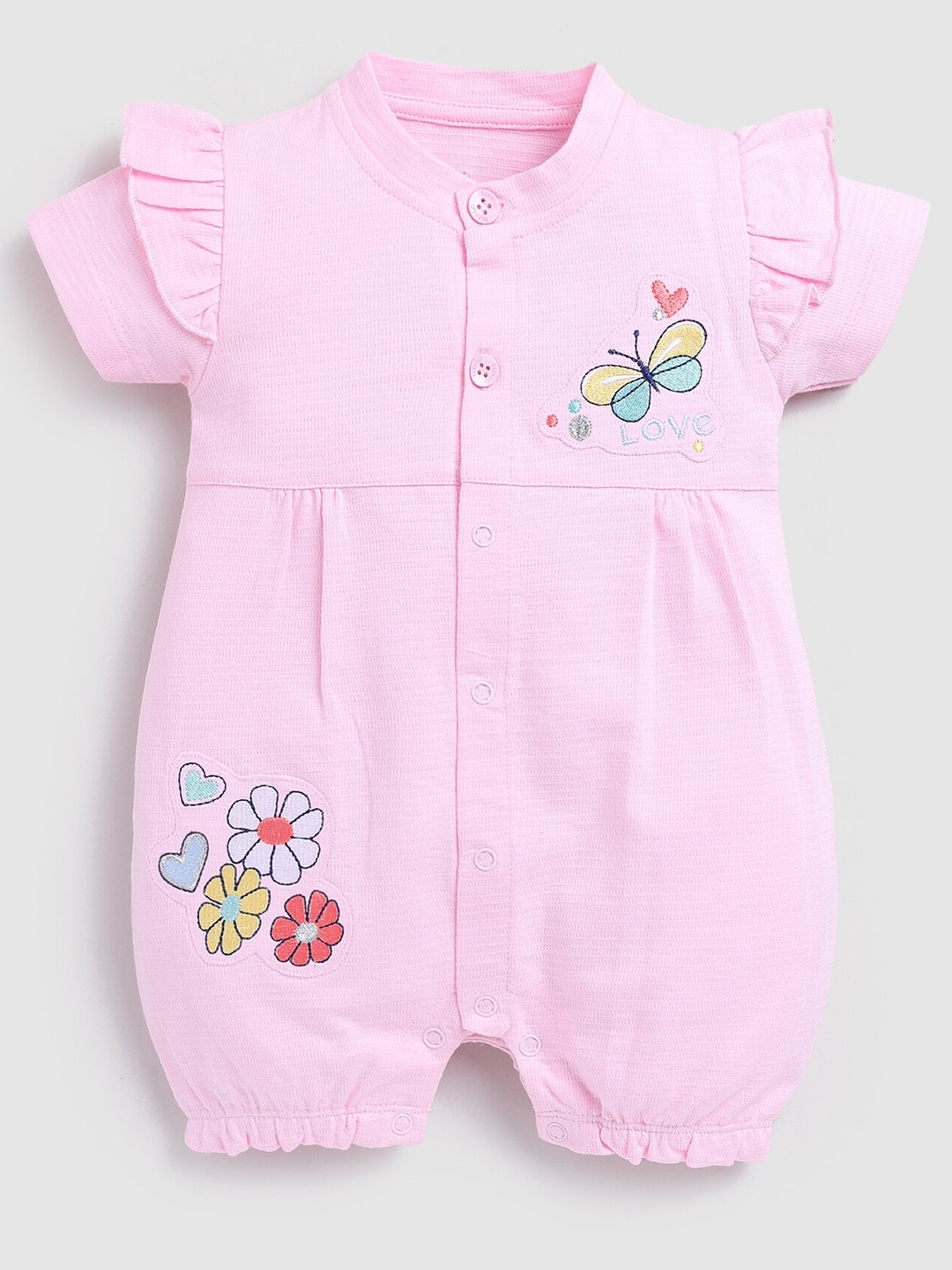 

BABY GO Infant Girls Printed Cotton Rompers, Pink