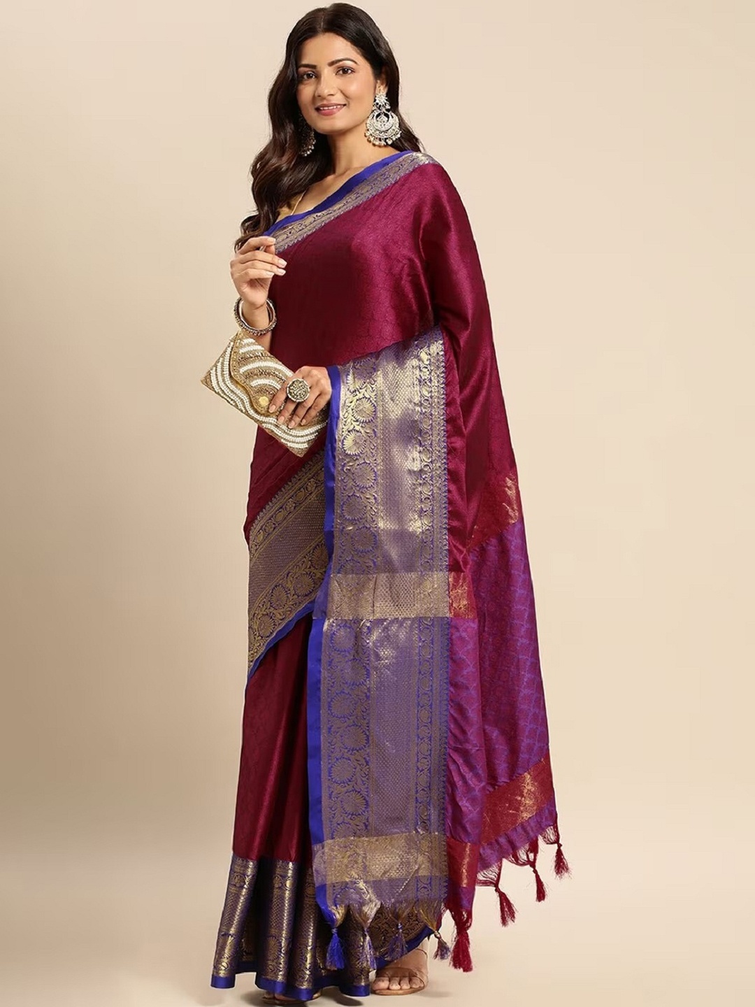 

Aika Ethnic Motifs Woven Design Zari Banarasi Saree, Pink