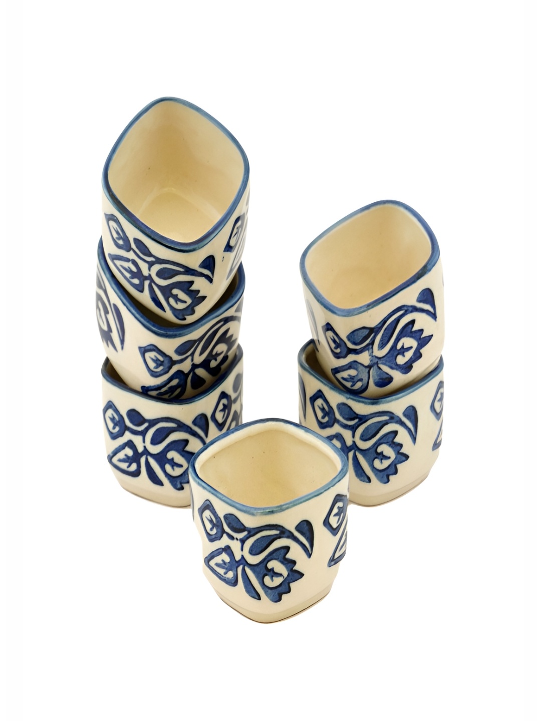 

Freakway Beige & Blue 6 Pieces Floral Printed Ceramic Glossy Bowls