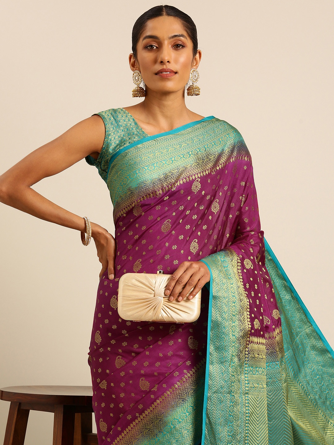 

nirja Fab Ethnic Motifs Zari Banarasi Saree, Pink