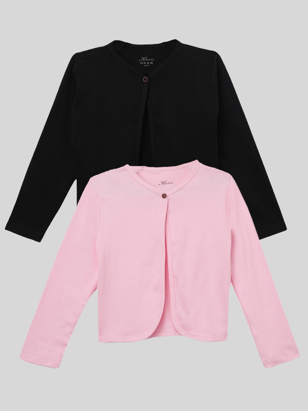 

Kryptic Girls Pack of 2 Pure Cotton Buttoned Shrug, Pink