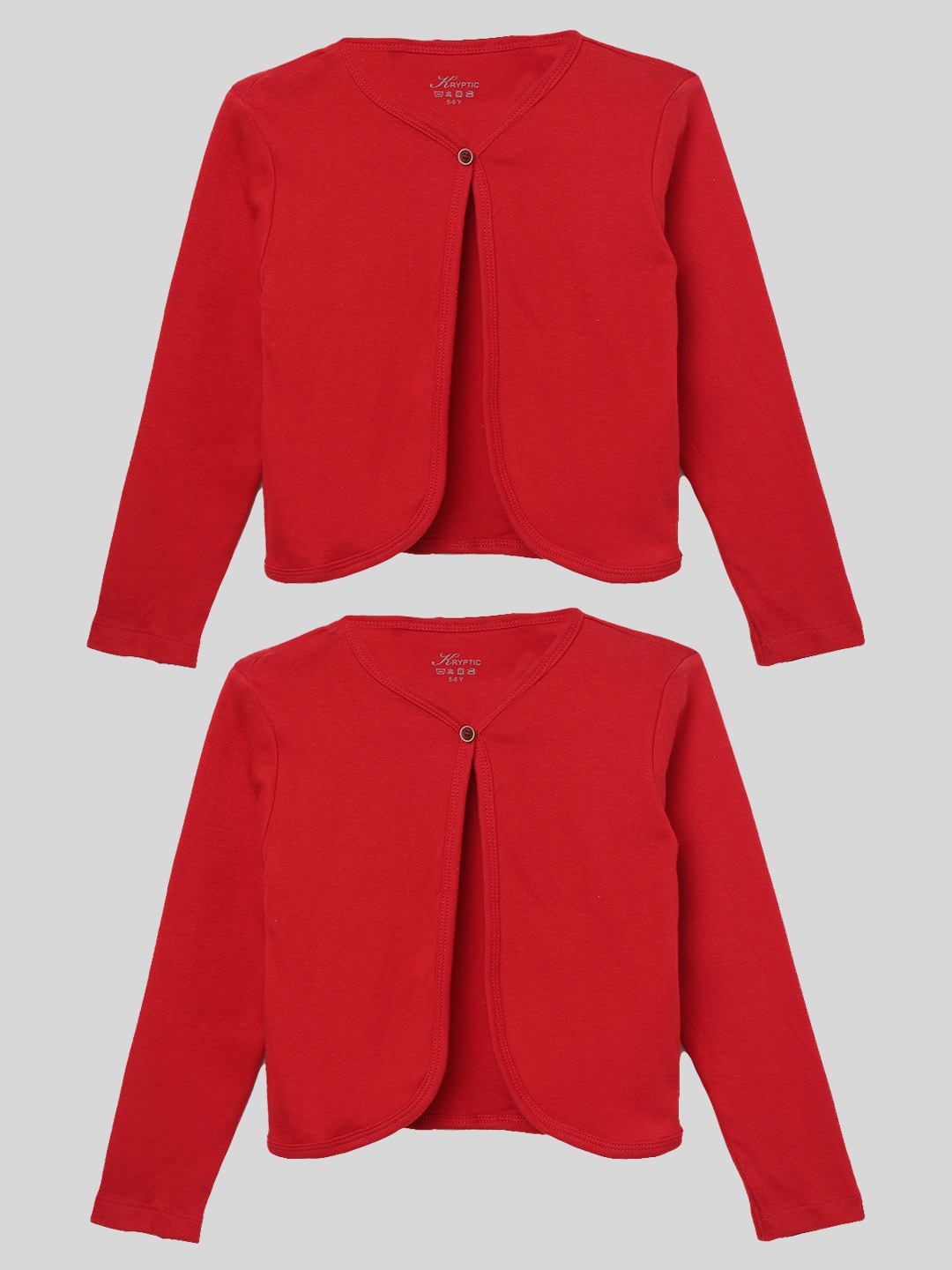

Kryptic Girls Pack of 2 Pure Cotton Buttoned Shrug, Red