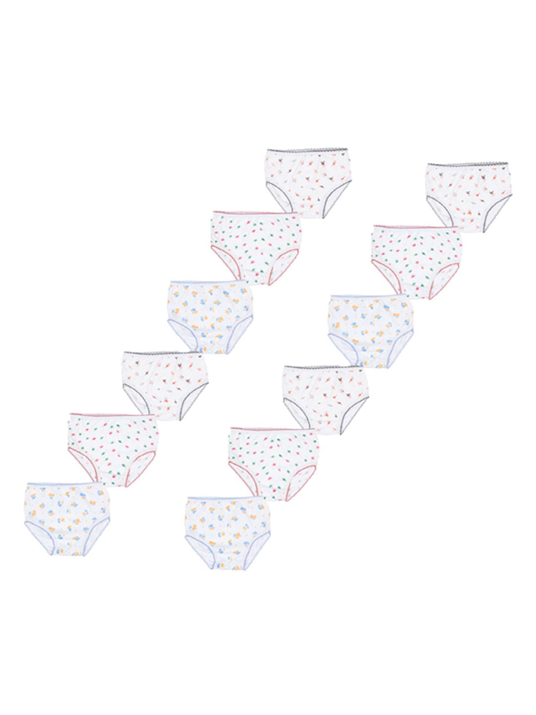 

YELLOWDELIGHT Girls Pack Of 12 Printed Anti Bacterial Cotton Hipster Briefs, White