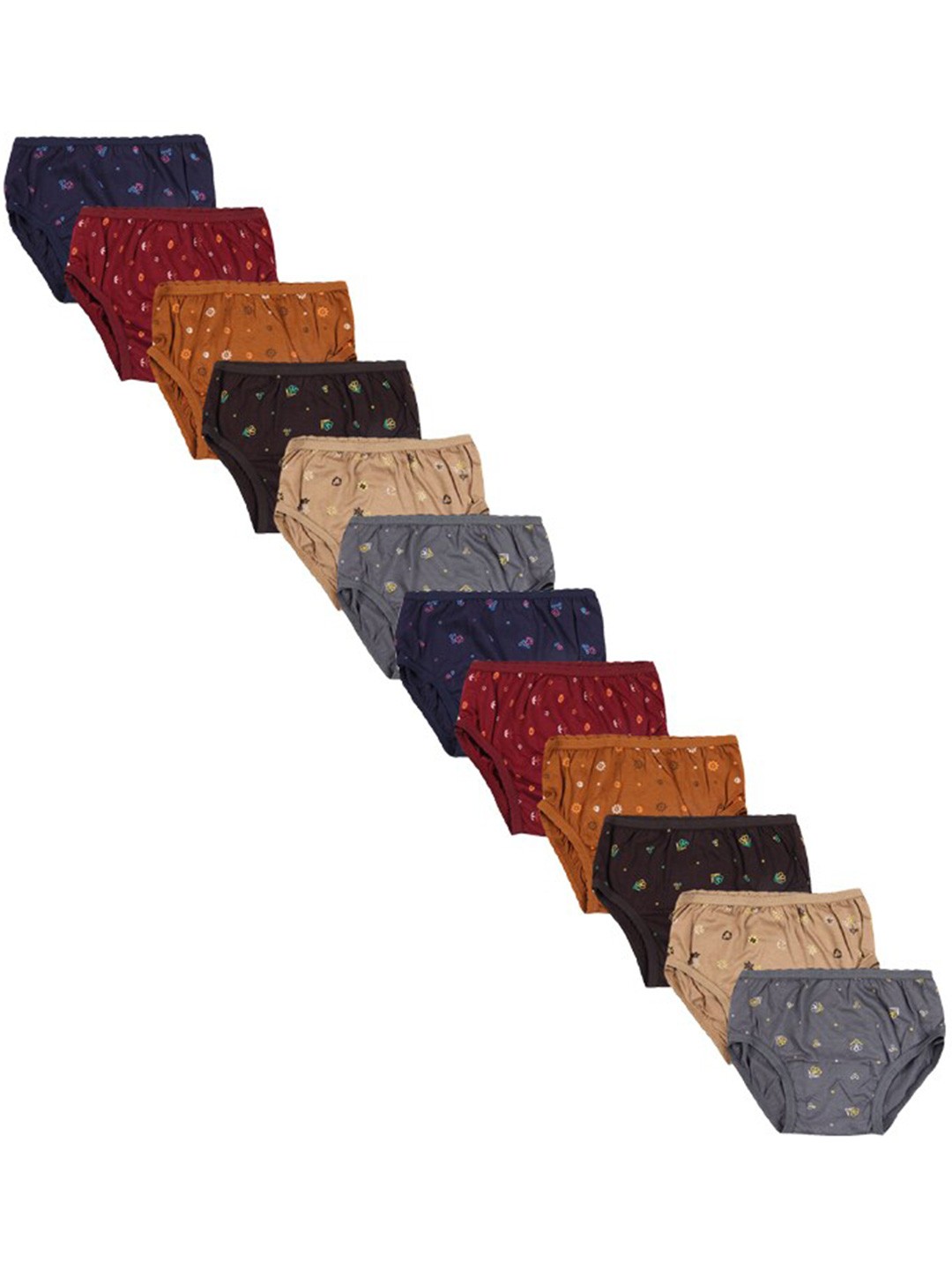 

YELLOWDELIGHT Girls Pack Of 12 Printed Pure Cotton Hipster Briefs, Navy blue