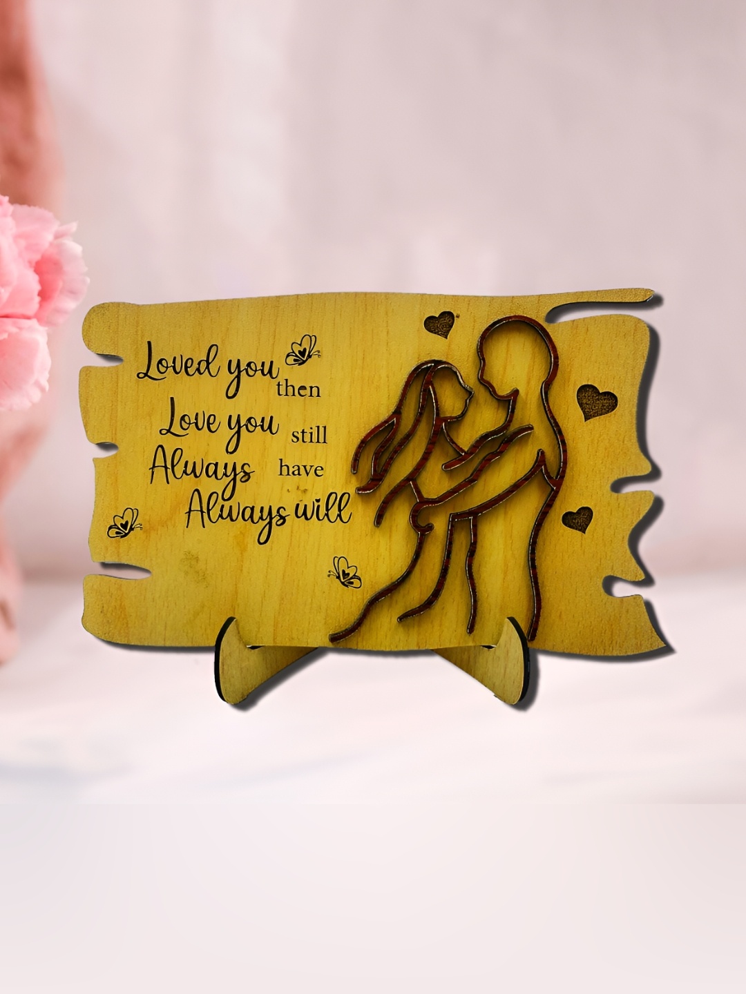 

Phirki Studio Valentine Day Wooden Couple Showpiece Gift Set, Beige