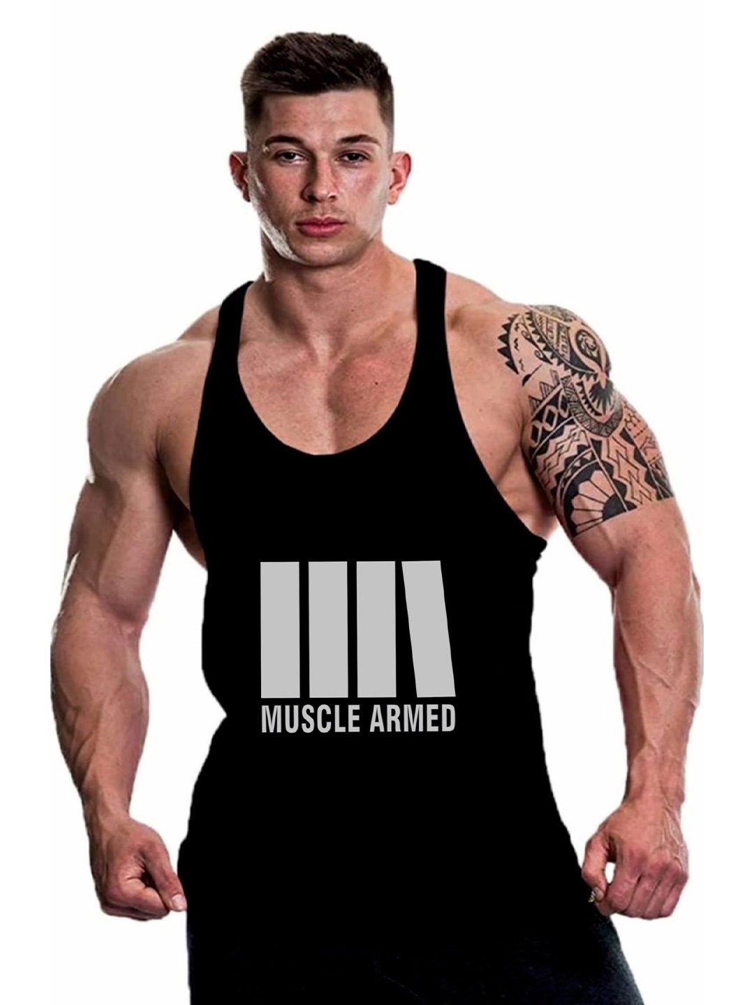 

MASCARI Typography Printed Anti-Odor Innerwear Vest MF1111-S, Black
