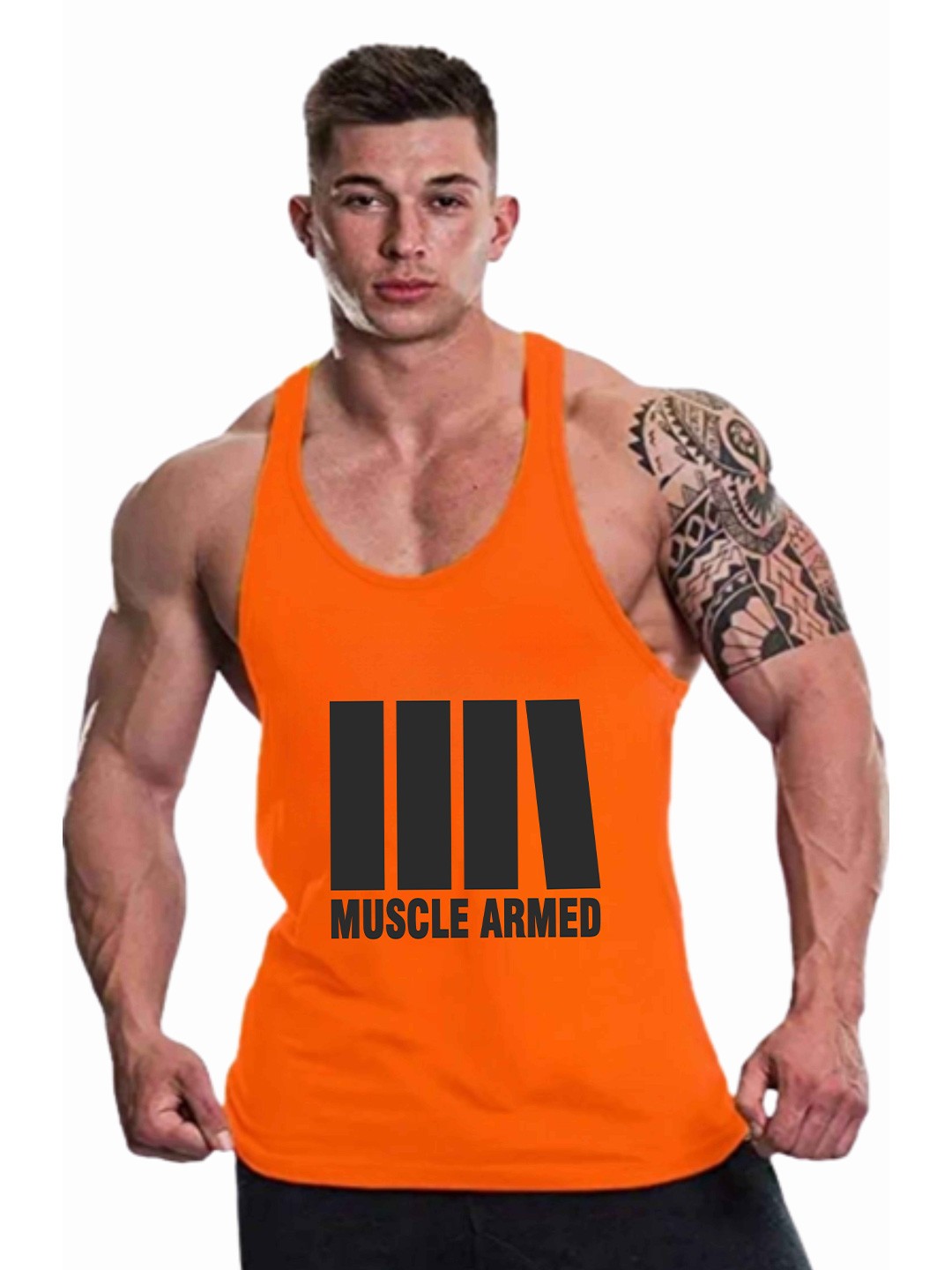 

MASCARI Typography Printed Anti-Odor Innerwear Vest MF1126-S, Orange