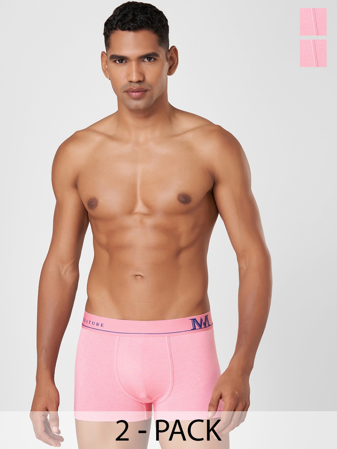 

Macroman M-Series Men Set Of 2 Solid Mid-Rise Breathability Trunks 8903978415666, Pink