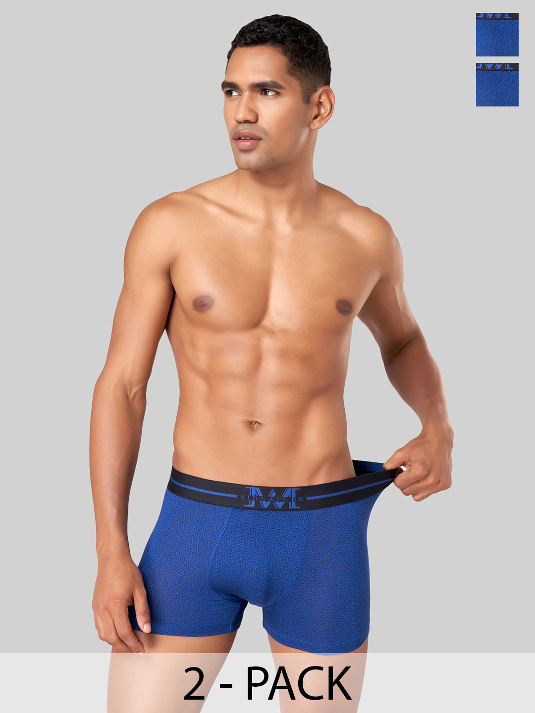 

Macroman M-Series Pack Of 2 Floral Printed Mid-Rise Trunks 8903978416656, Blue