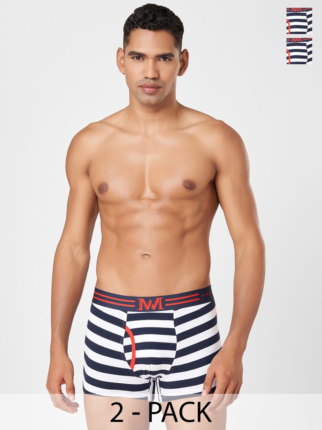 

Macroman M-Series Pack of 2 M-Series Mid Rise Trunks 8903978415345, Navy blue