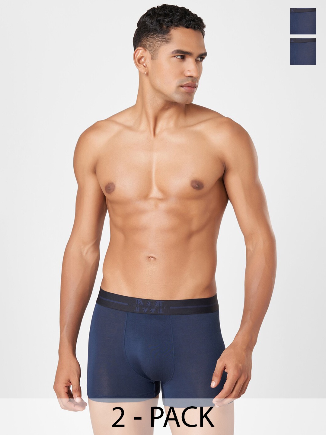 

Macroman M-Series Pack of 2 M-Series Mid Rise Trunks 8903978416243, Navy blue