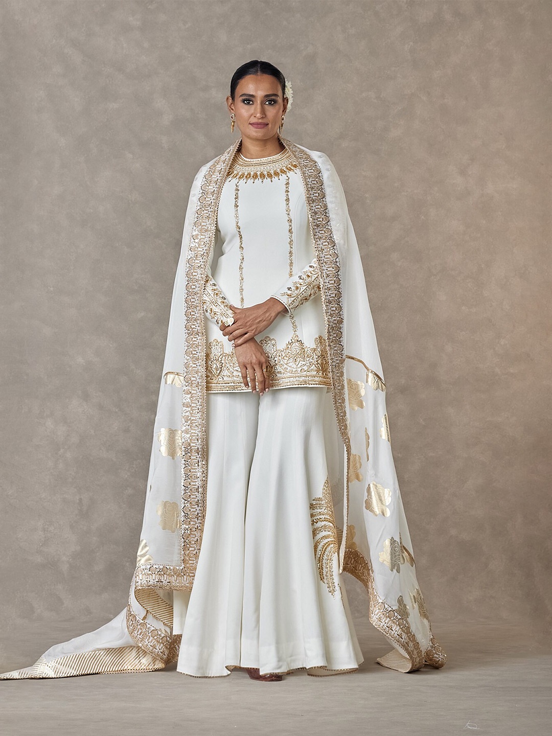 

Masaba Embellished Kurta With Sharara, White
