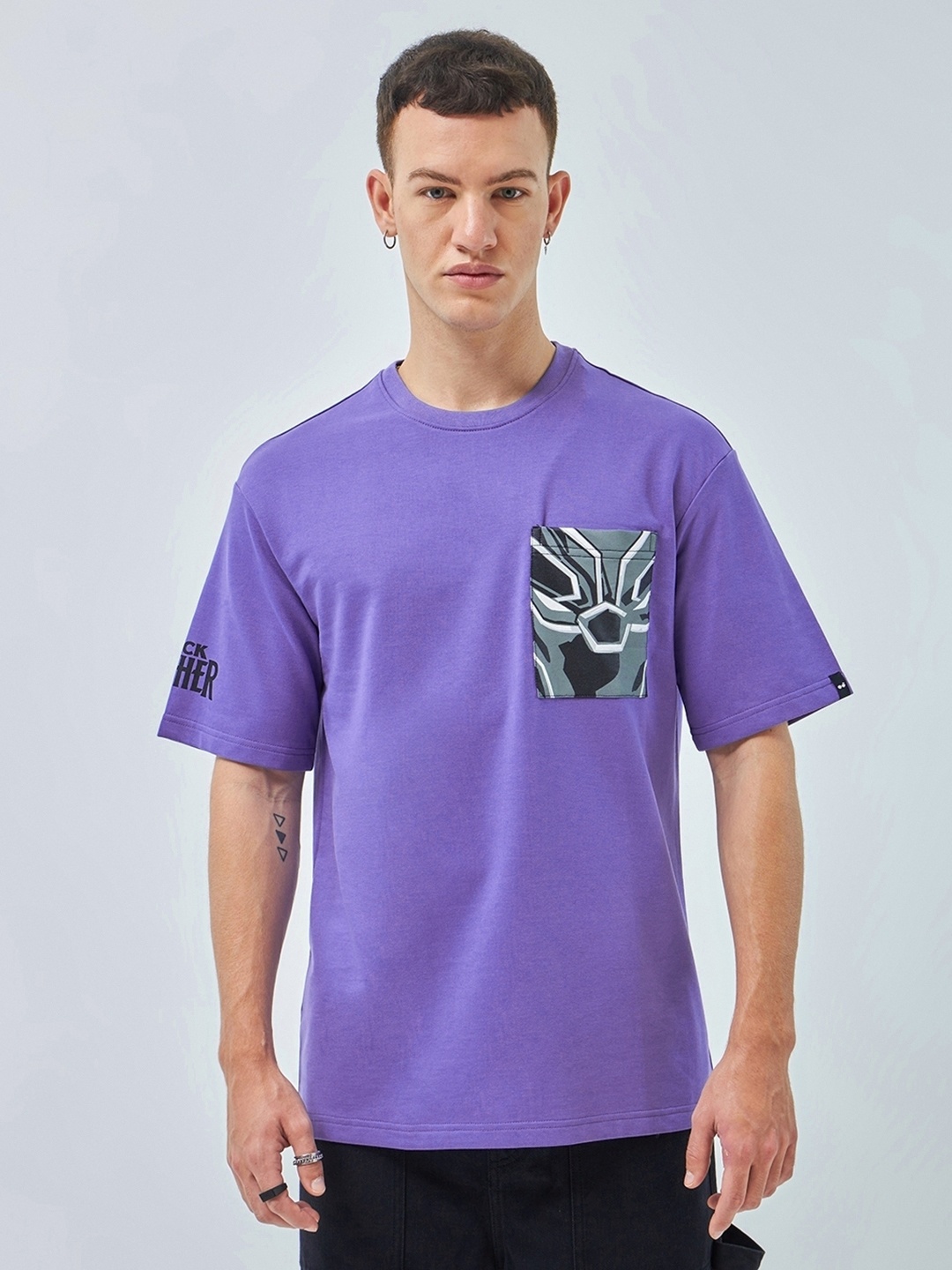 

Bewakoof Graphic Printed Oversized Cotton T-shirt, Blue