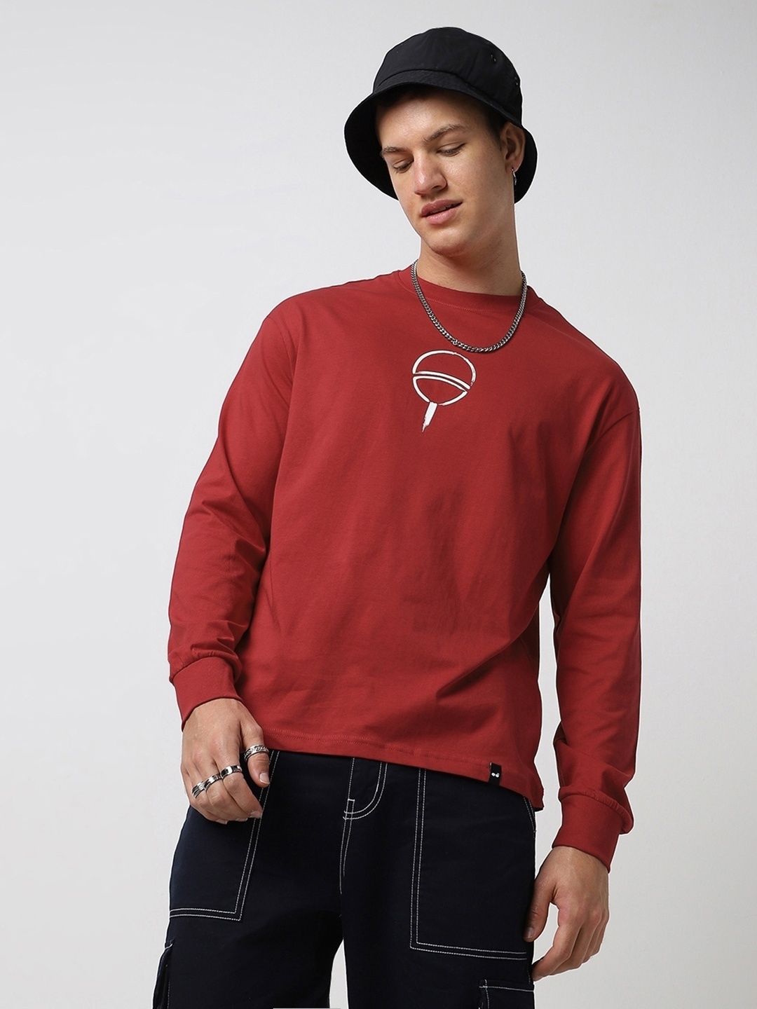 

Bewakoof Oversized Pure Cotton T-shirt, Red