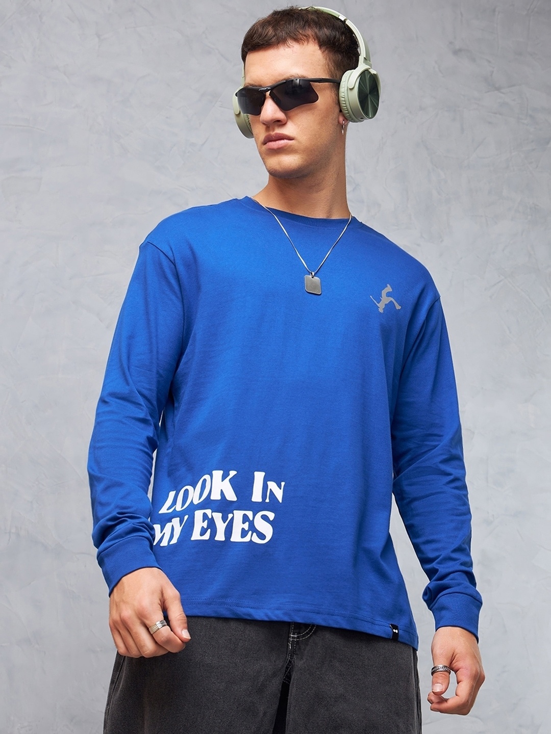 

Bewakoof Blue Utopia Typography Printed Round Neck Pure Cotton Oversized T-shirt