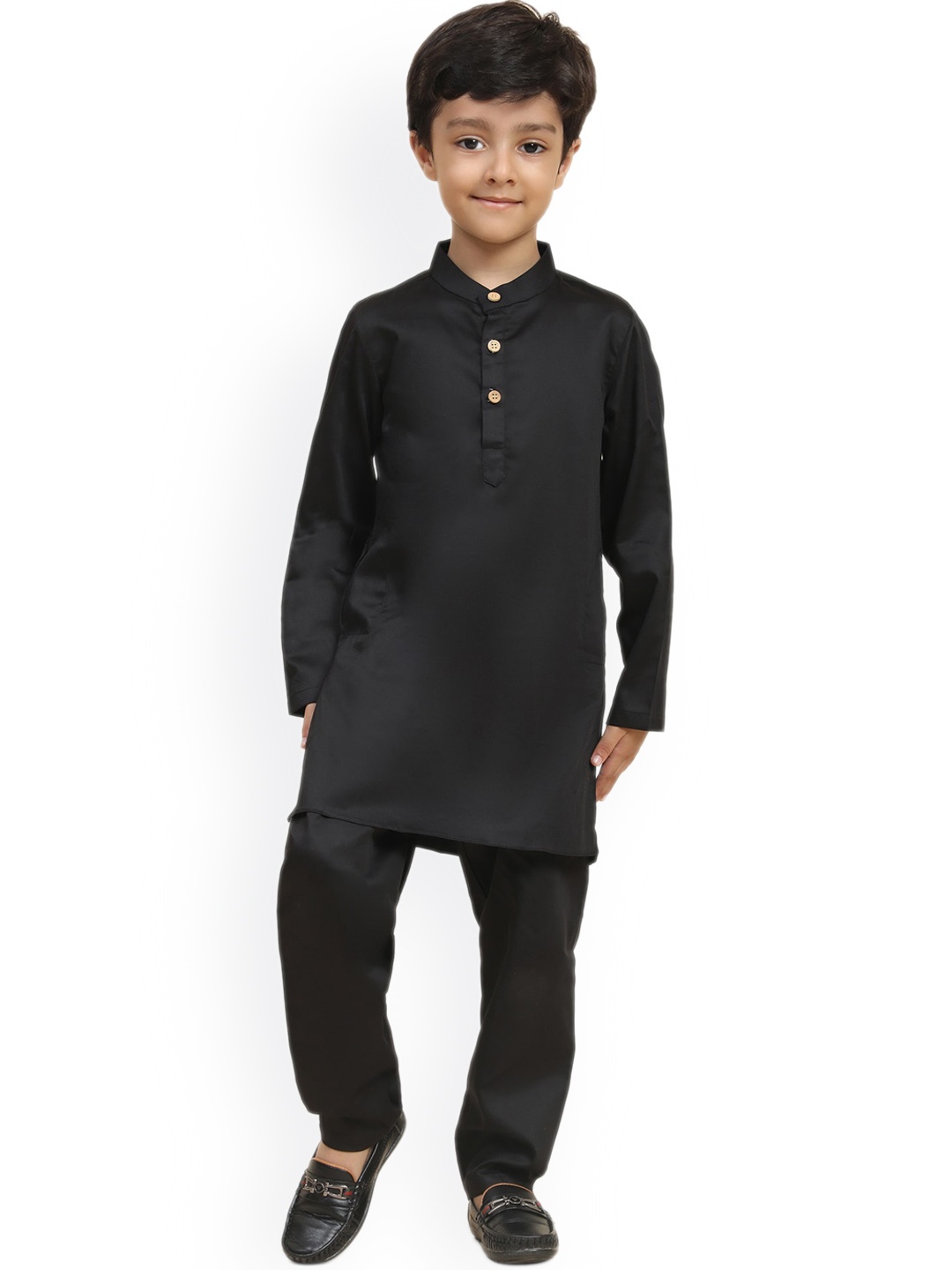 

BAESD Boy Straight Mandarin Collar Kurta With Pyjama, Black