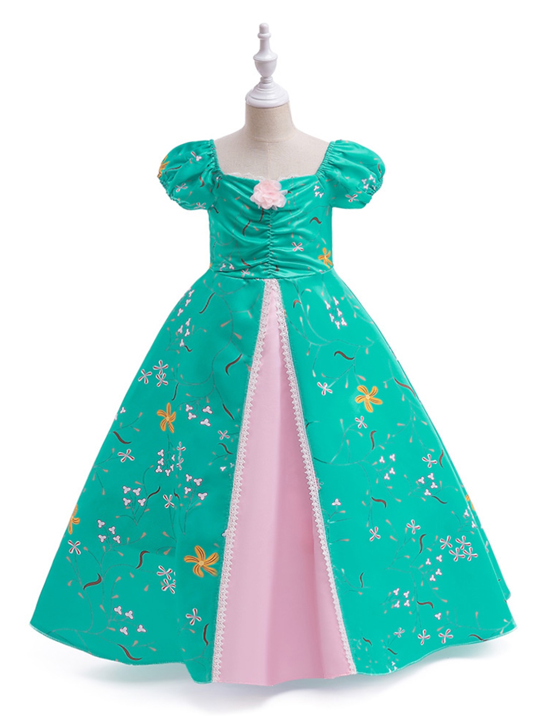 

StyleCast Girls Green Floral Printed Square Neck Fit & Flare Maxi Dress