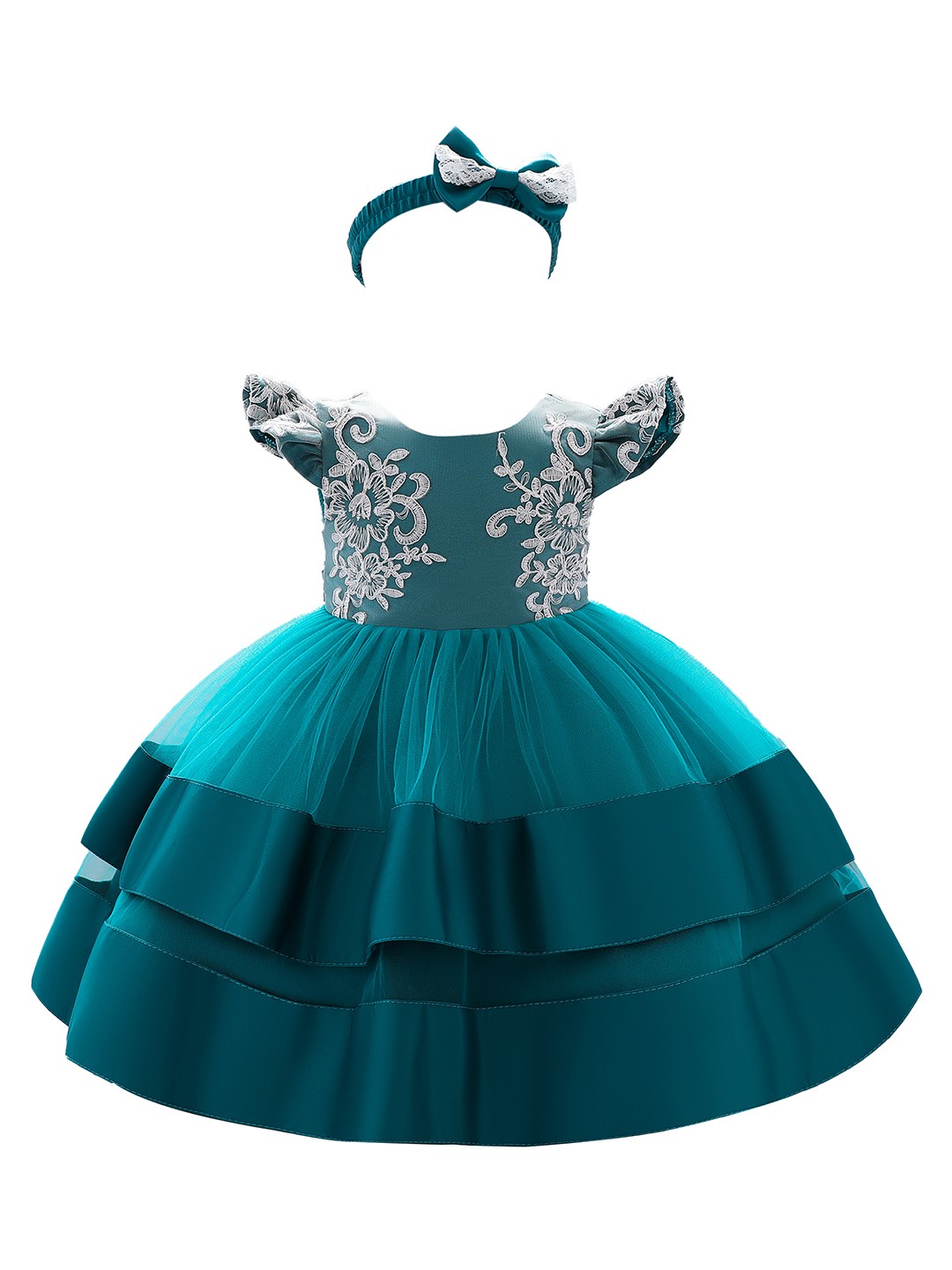 

StyleCast Green Embellished Applique Fit & Flare Dress