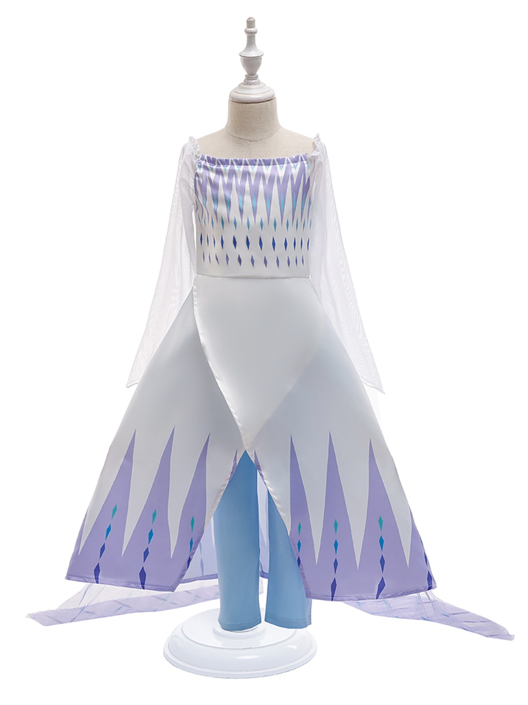 

StyleCast Purple & White Printed Layered Maxi Dress With Pant
