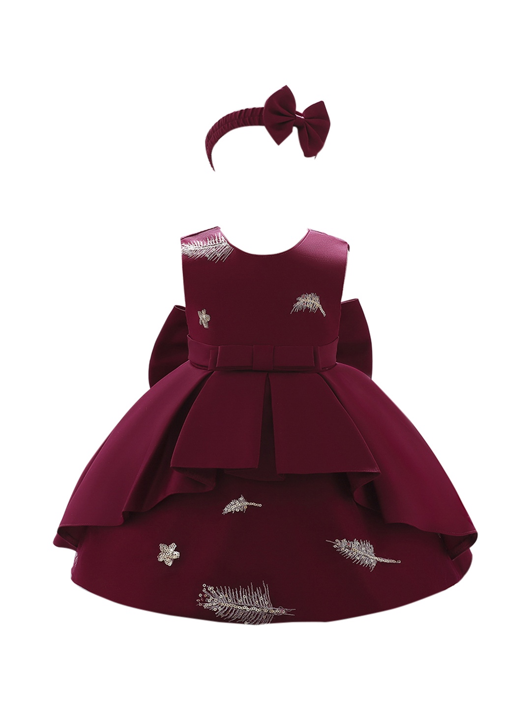 

StyleCast Maroon Embellished Fit & Flare Party Dress