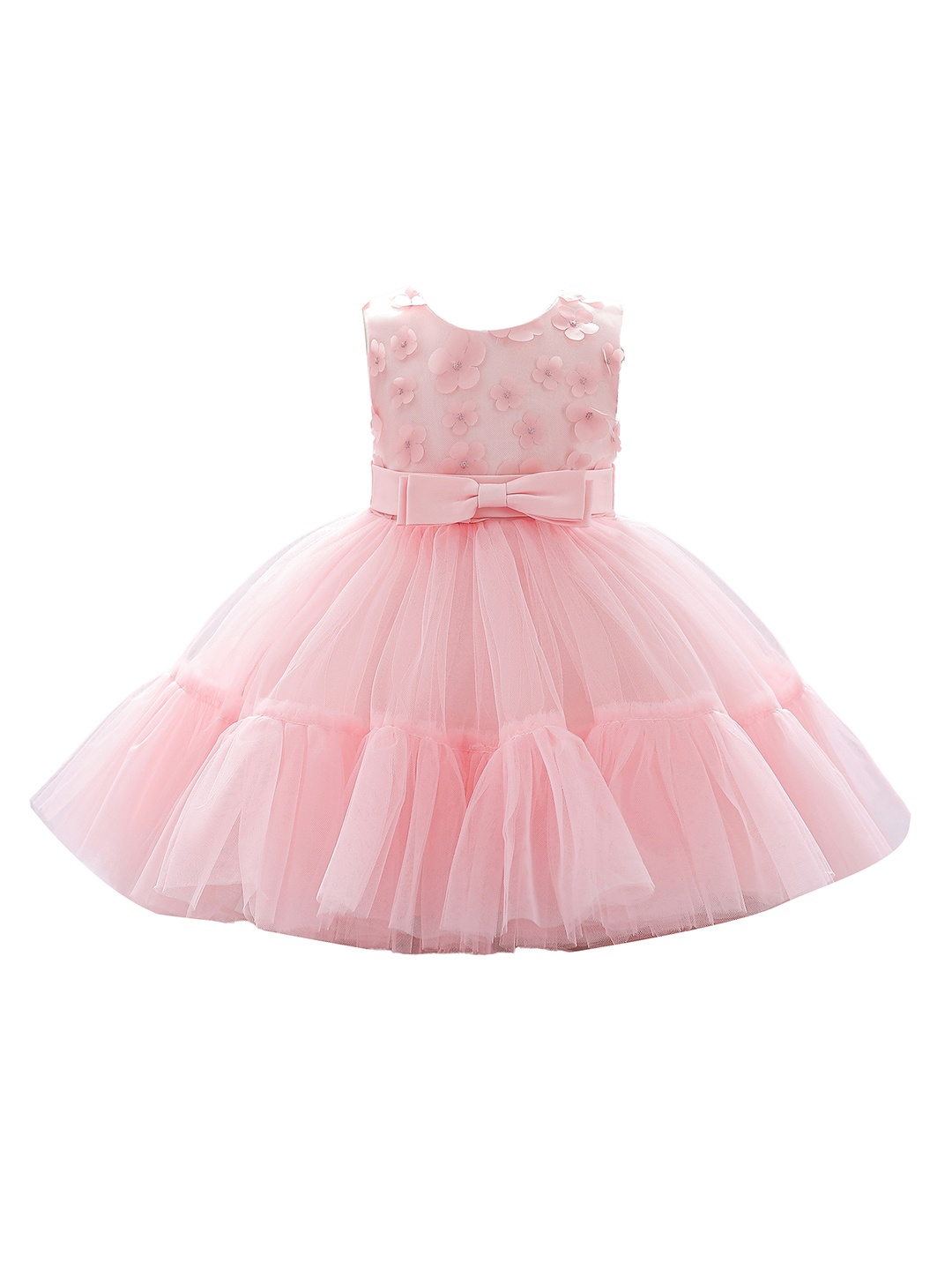 

StyleCast Round Neck Sleeveless Layered Semi Sheer Fit & Flare Dress, Pink