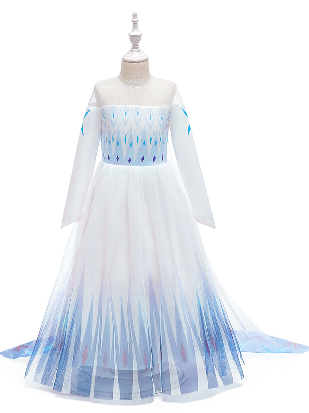 

StyleCast Blue & White Embellished Sheen Flared Maxi Dress
