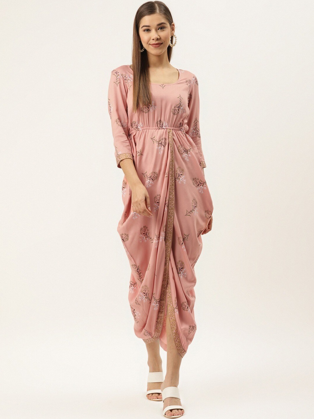 

MABISH by Sonal Jain Floral Printed Overlap Side Dress, Pink