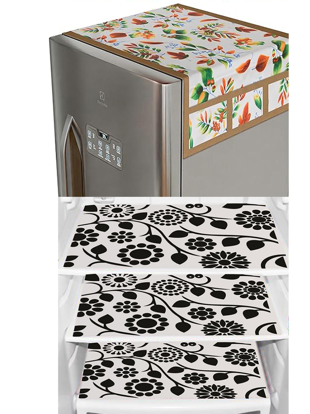 

Dakshya Industries White & Black 4 Pieces Printed Refrigerator Covers