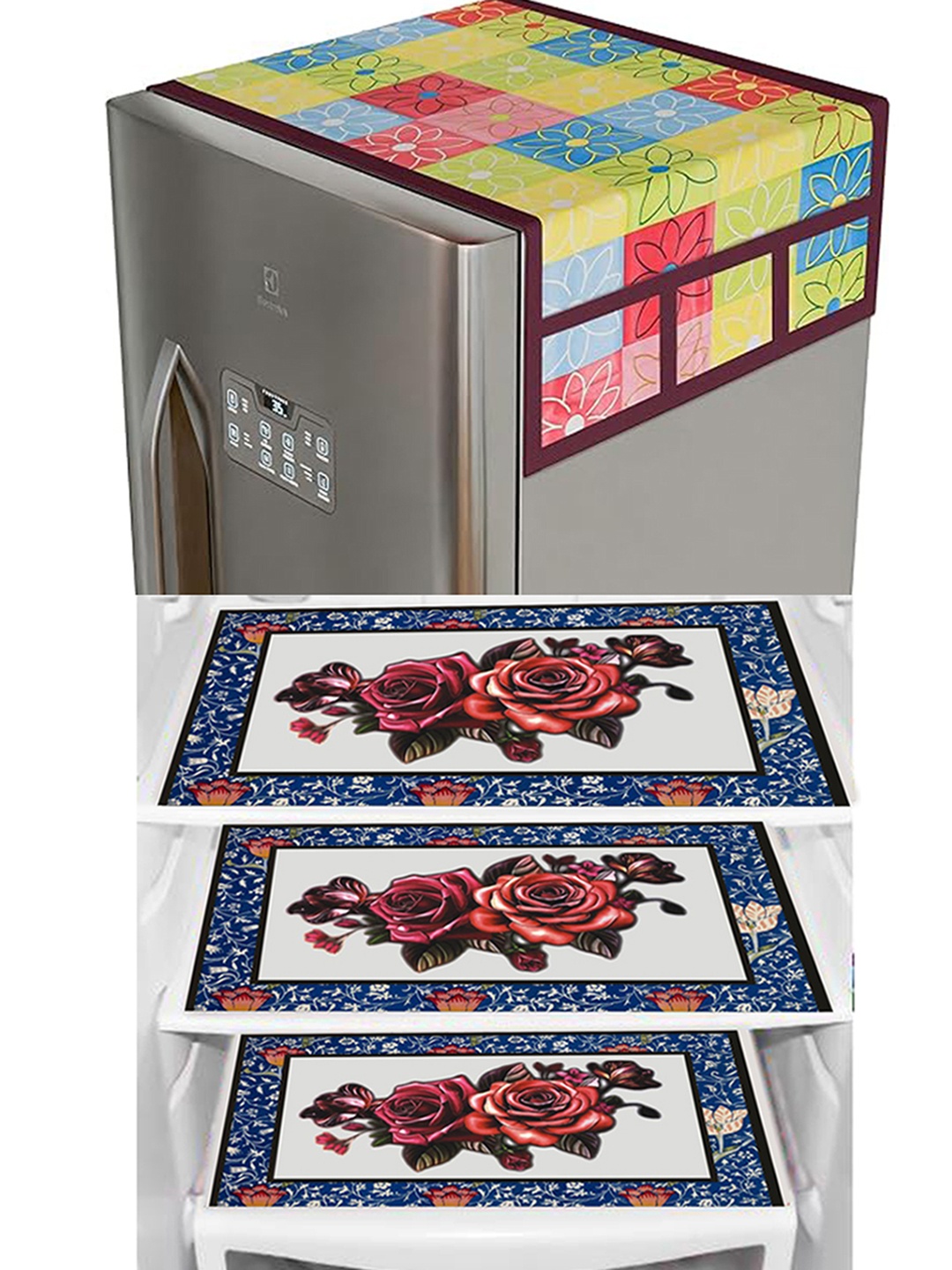 

Dakshya Industries Blue & Red 4 Pieces Printed Refrigerator Covers