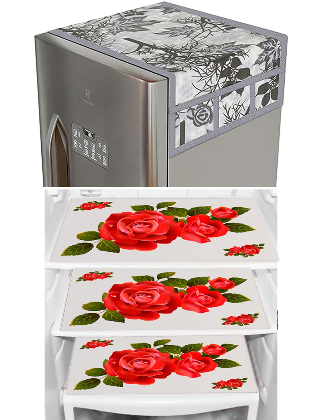 

Dakshya Industries Red & Black 4Pcs Printed Refrigerator Cover Combo
