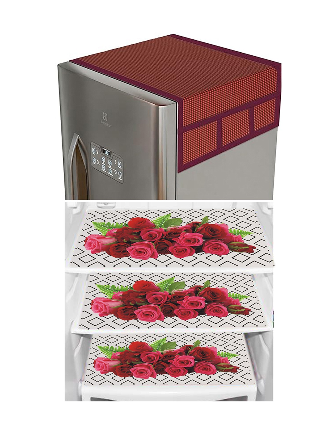 

Dakshya Industries Maroon & White 4 Pieces Printed Refrigerator Covers