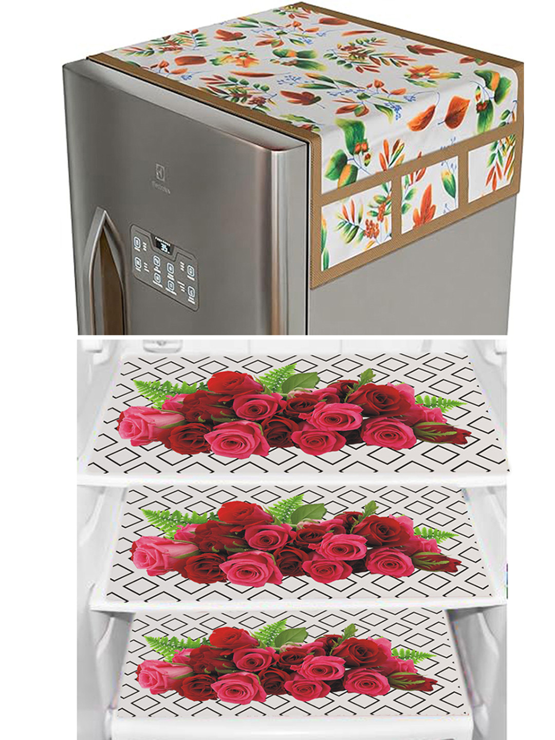

Dakshya Industries 4 Pieces Maroon & Green Printed Refrigerator Covers