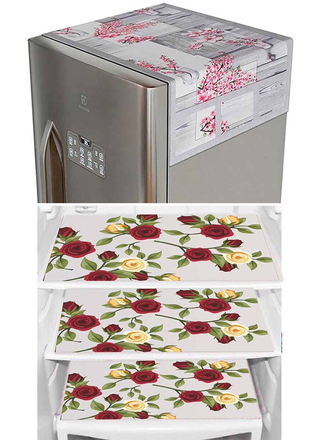 

Dakshya Industries Yellow & Grey 4 Pieces Floral Printed Refrigerator Covers