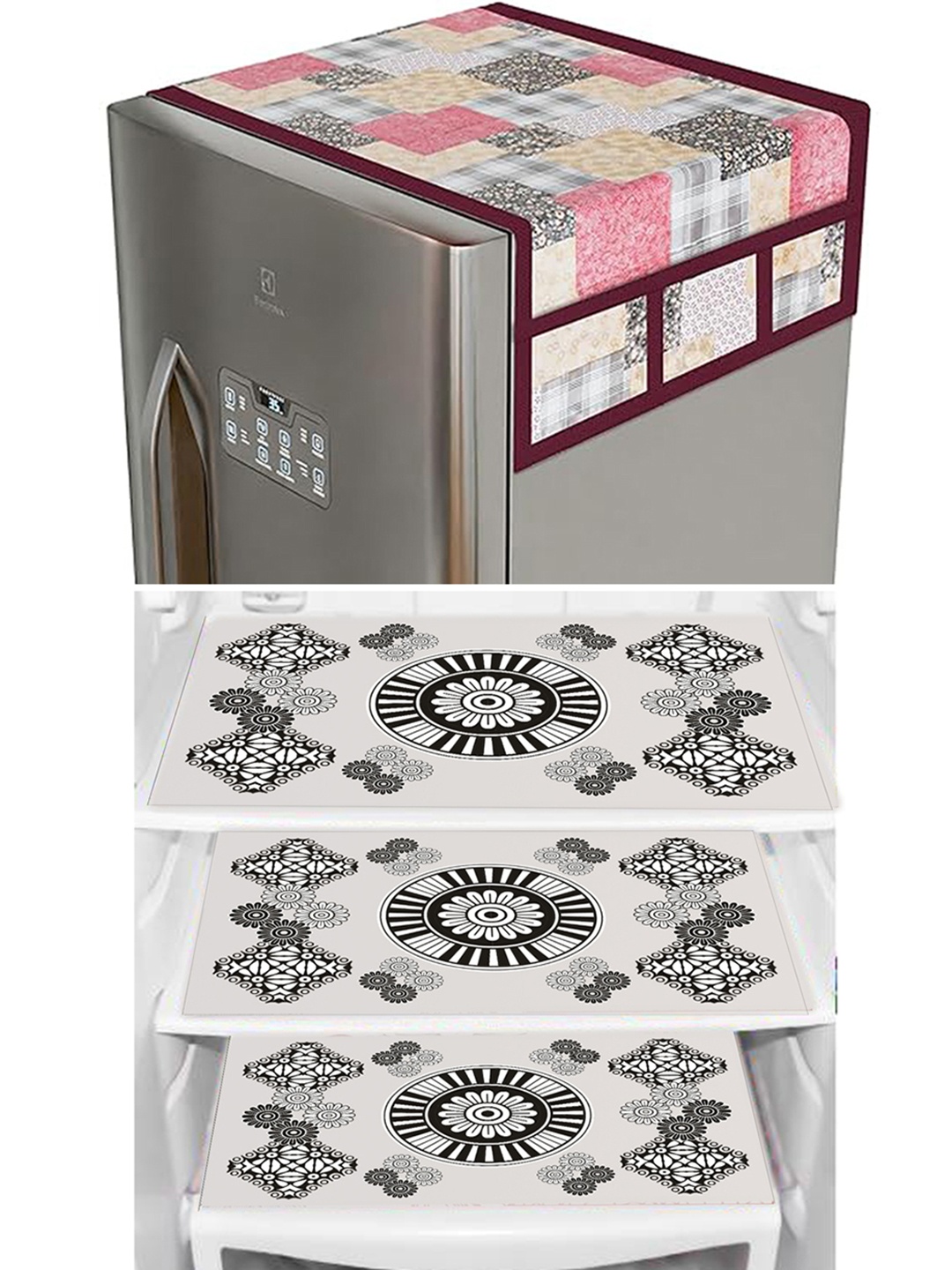 

Dakshya Industries White & Beige 4 Pieces Printed Refrigerator Covers