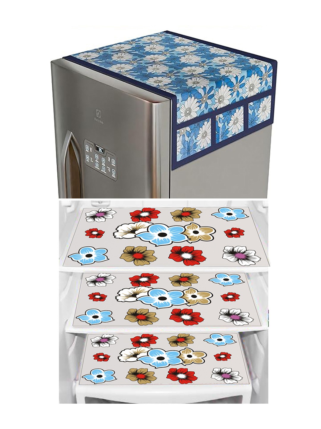 

Dakshya Industries Blue & White 4 Pieces Printed Refrigerator Covers