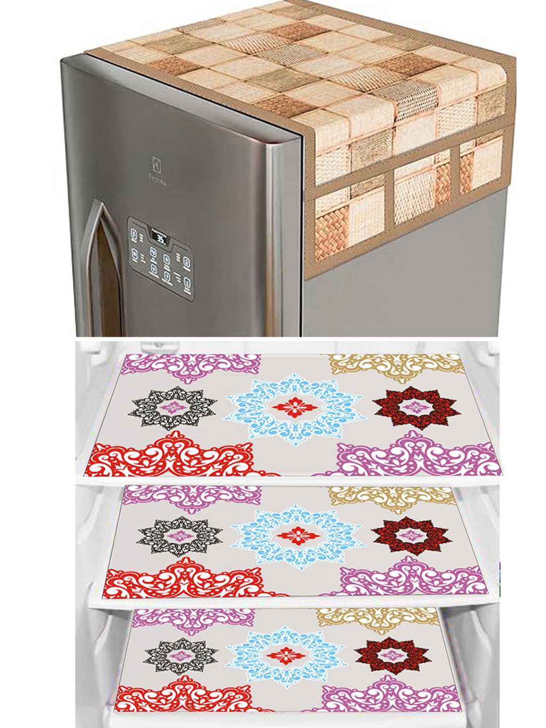 

Dakshya Industries Beige & White 4 Pieces Printed Refrigerator Covers